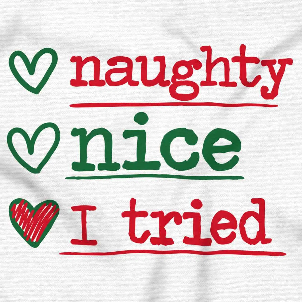 Детское боди с коротким рукавом Christmas Naught Nice I Tried Hearts Brisco Brands, White — фото 2