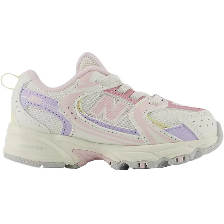 Детские кроссовки для девочек на шнурках New Balance, White/Pink/Purple — фото 3