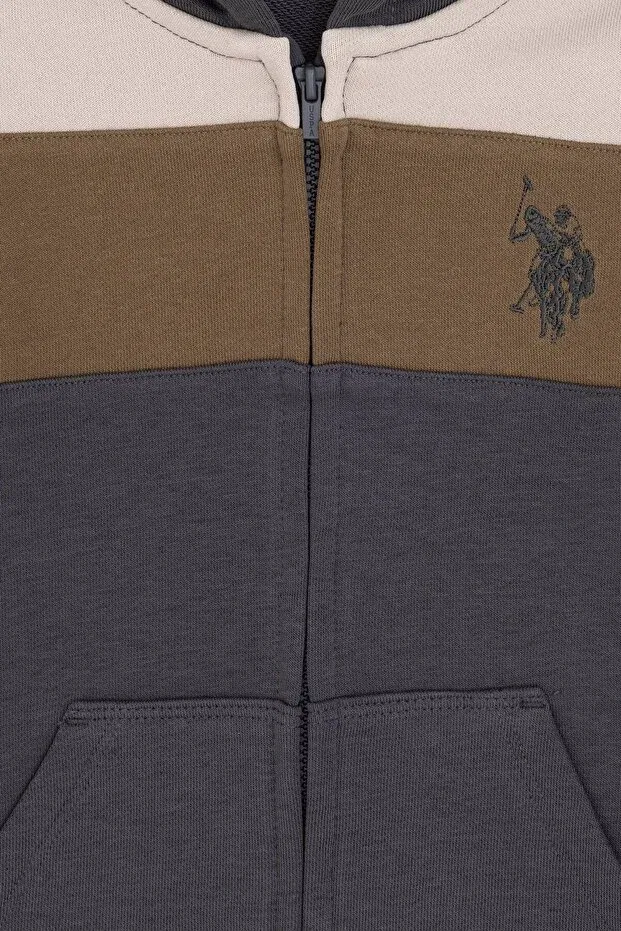 Детское худи на молнии для мальчиков с капюшоном U.S. Polo Assn., Anthracite — фото 3