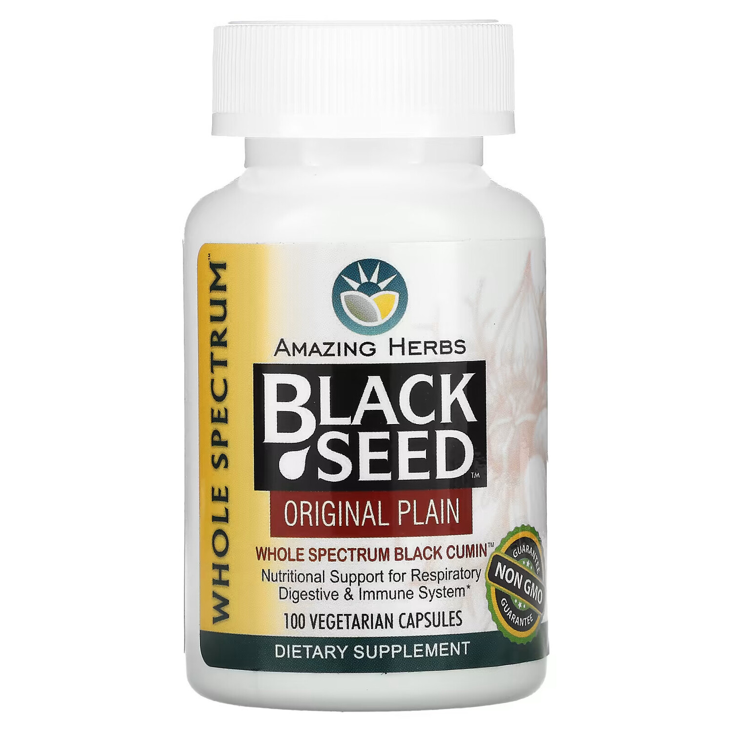

Amazing Herbs, Black Seed, Original Plain, 100 вегетарианских капсул