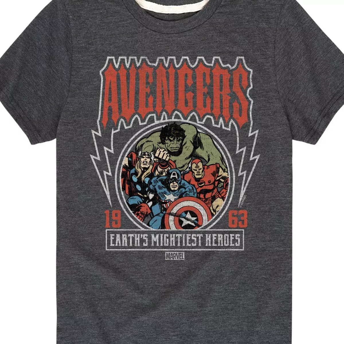 Детская футболка с принтом Avengers Band Tee Style Marvel, Heather Charcoal — фото 2
