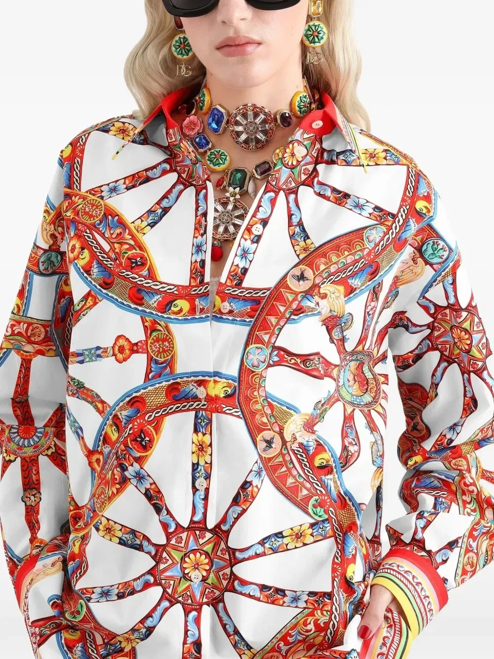 Поплиновая рубашка с принтом Carretto Dolce & Gabbana, белый — фото 4
