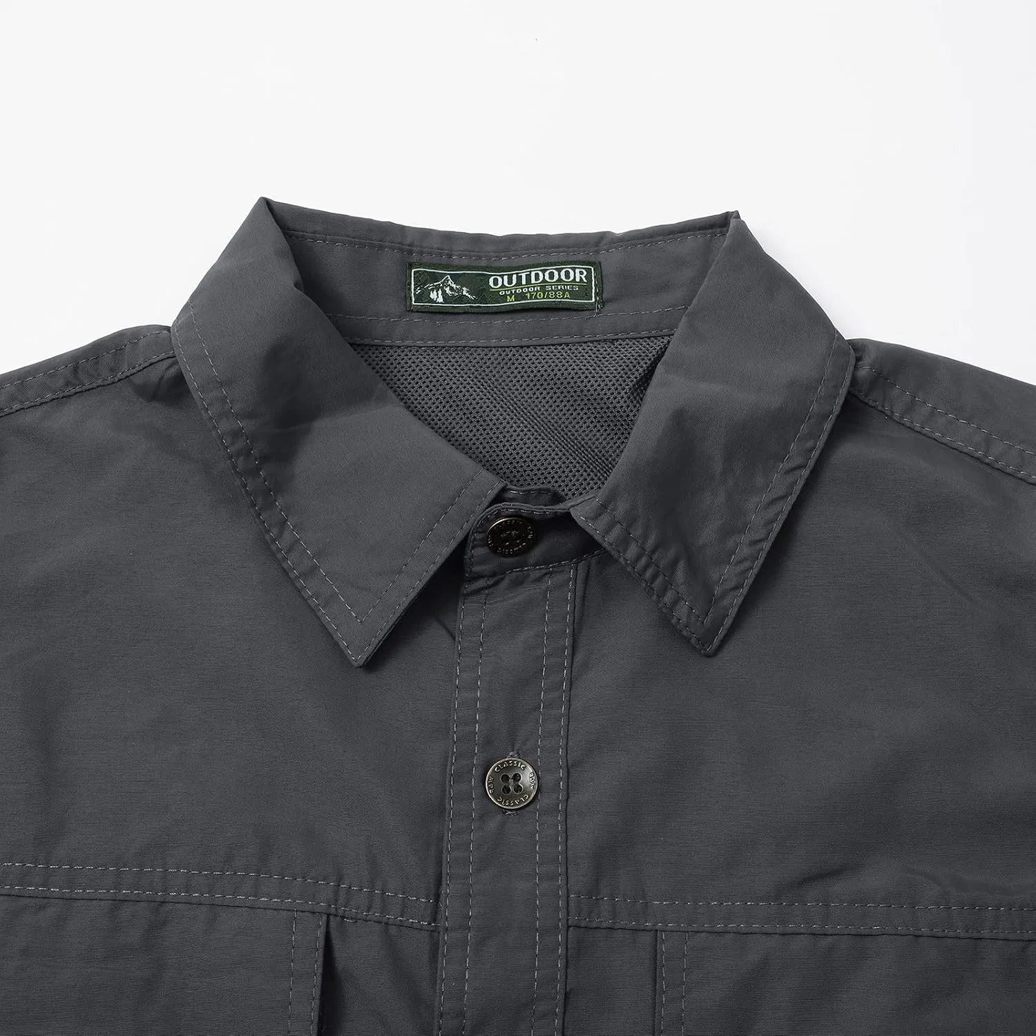 Мужская рубашка с длинным рукавом, Cargo Work Shirts, серый — фото 4