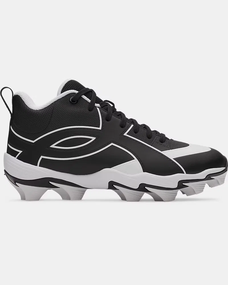 Бейсбольные шиповки с высоким голенищем UA Leadoff Icon Mid RM Jr. UnderArmour, Black/White