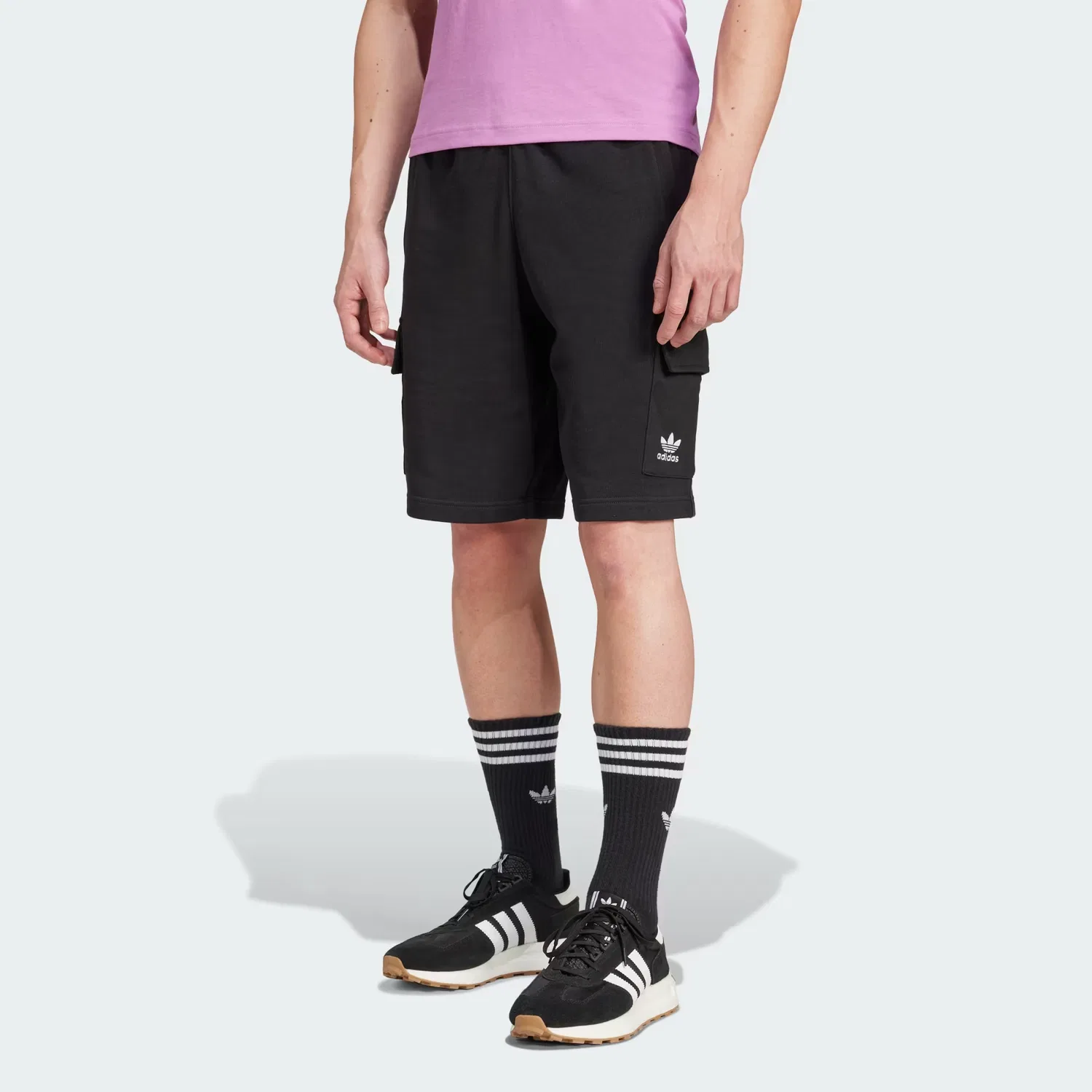 Мужские шорты карго с принтом Adidas Originals, Black — фото 4