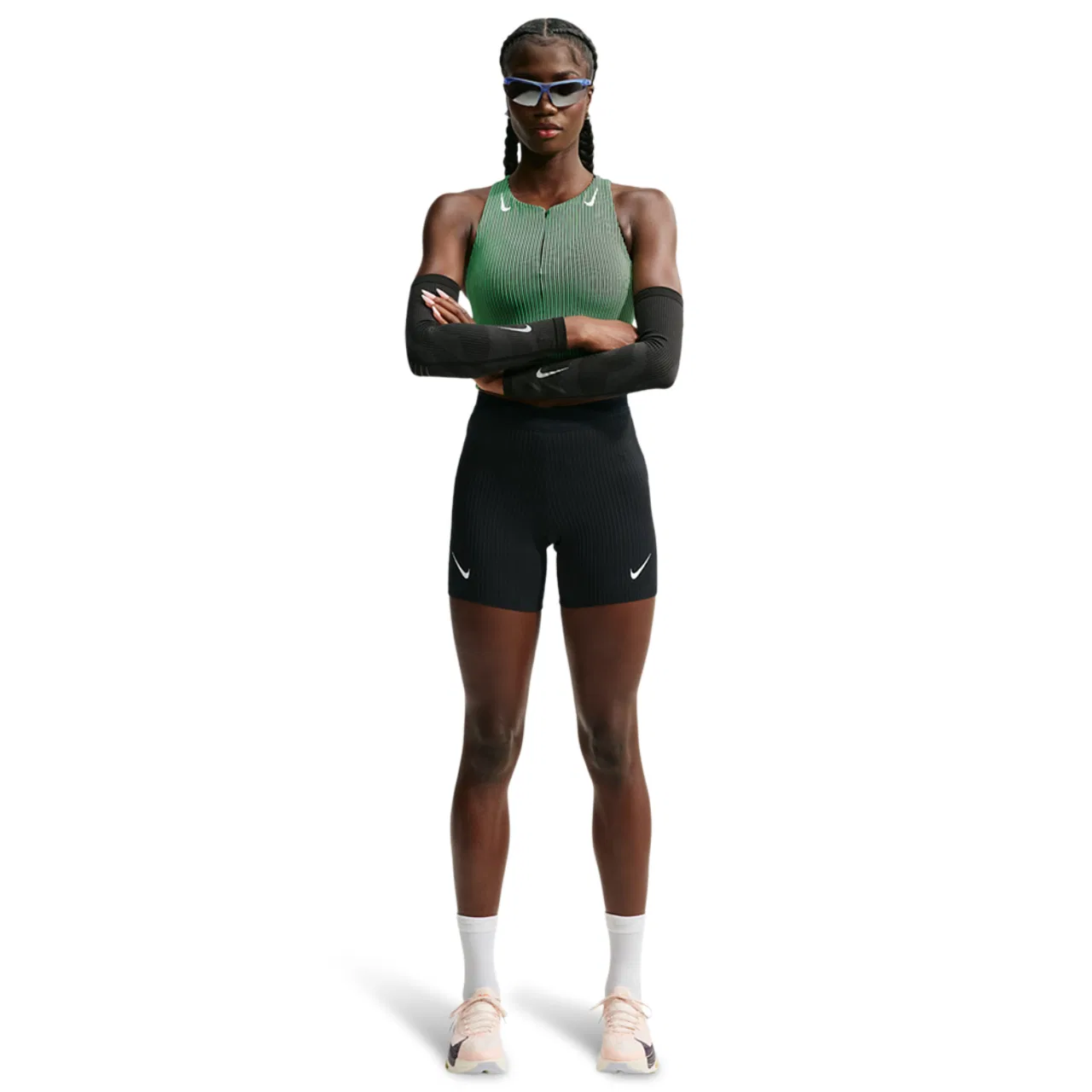 Женские беговые шорты-тайтсы с облегающей посадкой Dri-FIT Aeroswift Tight Short Nike, черный/белый — фото 4