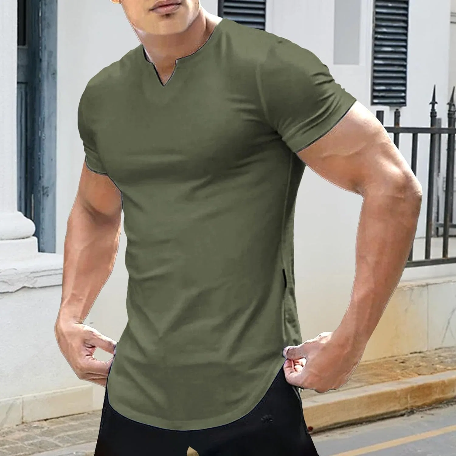 Мужская футболка с V-образным вырезом Athletic Tee, Gn — фото 2