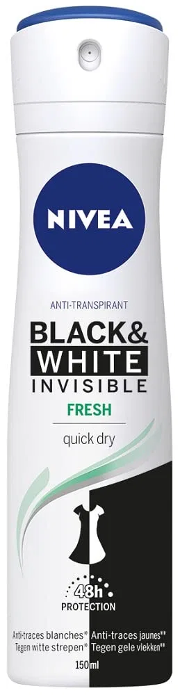 Дезодорант-антиперспирант Invisible For Black & White, NIVEA, 150 мл