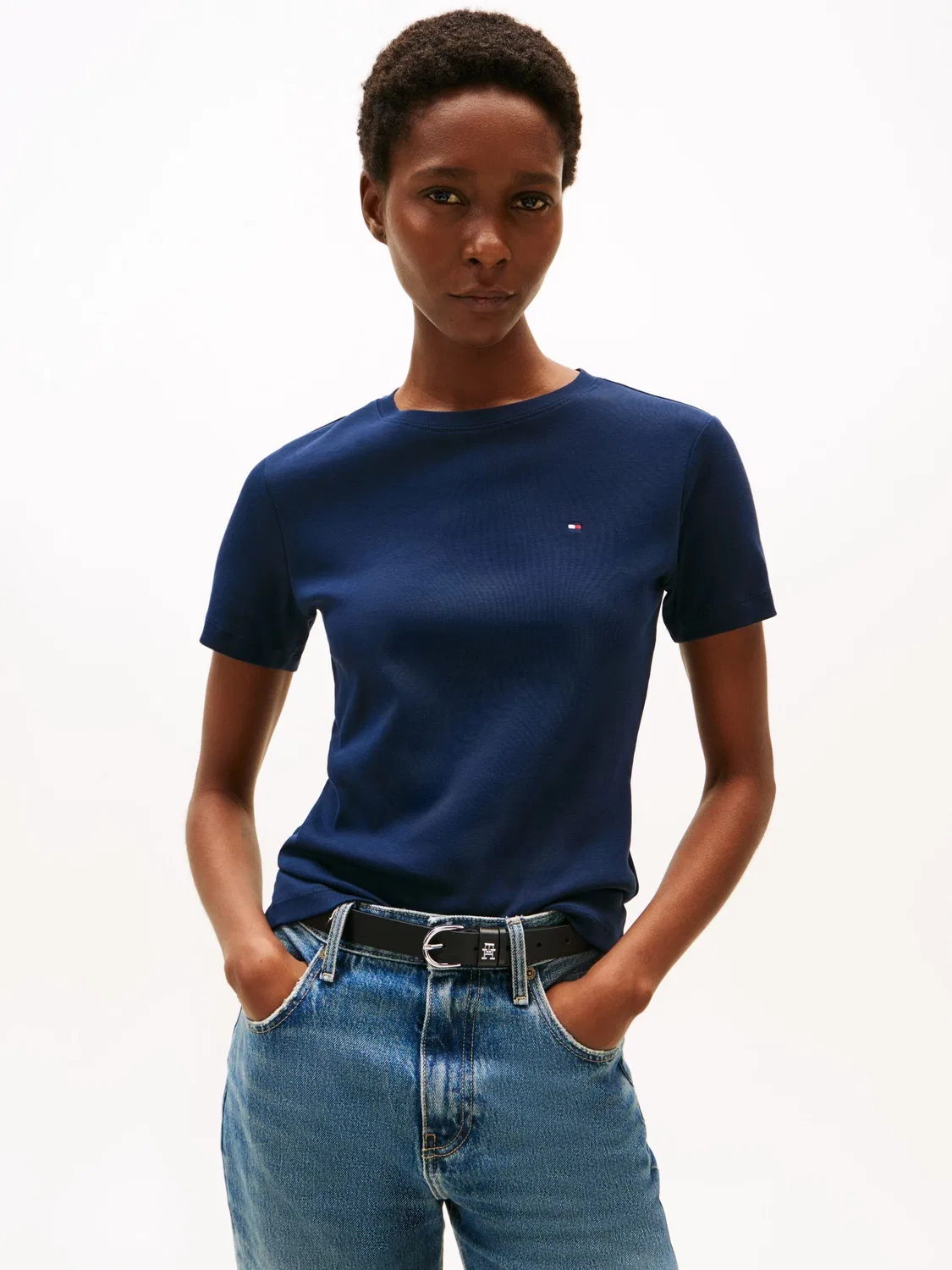 Футболка с круглым вырезом, slim fit Tommy Hilfiger, темно-синий