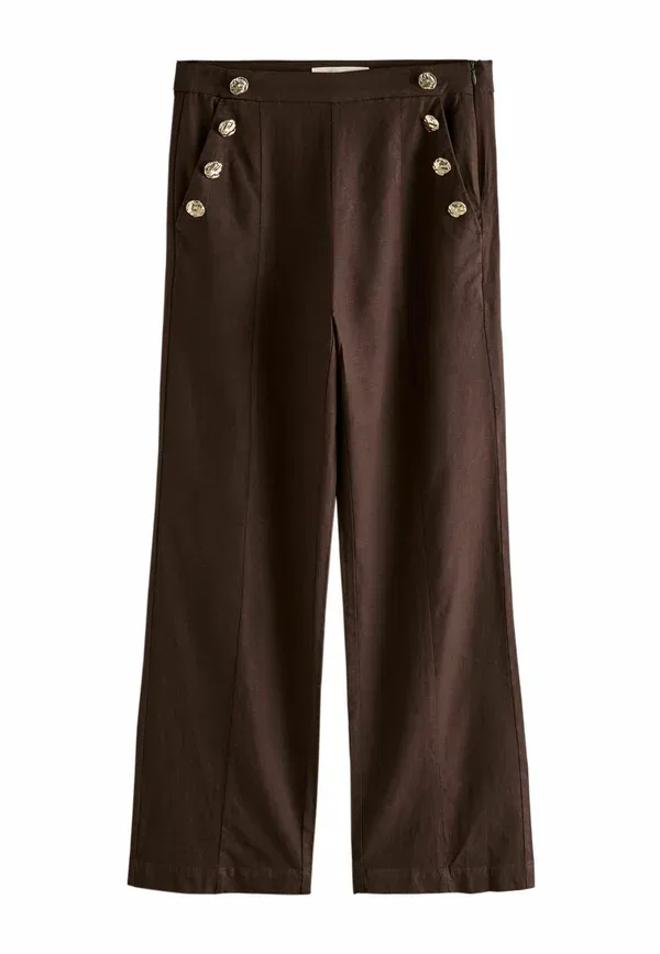 Брюки льняные Trousers Next, chocolate brown, коричневый/шоколадный