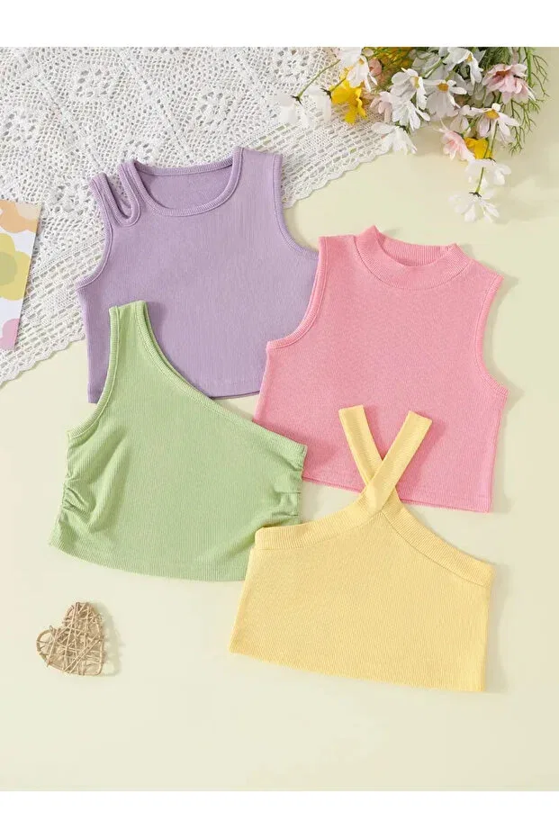Детский комплект футболок для мальчиков с принтом Basics Machetta, Pink-Green Yellow Lilac