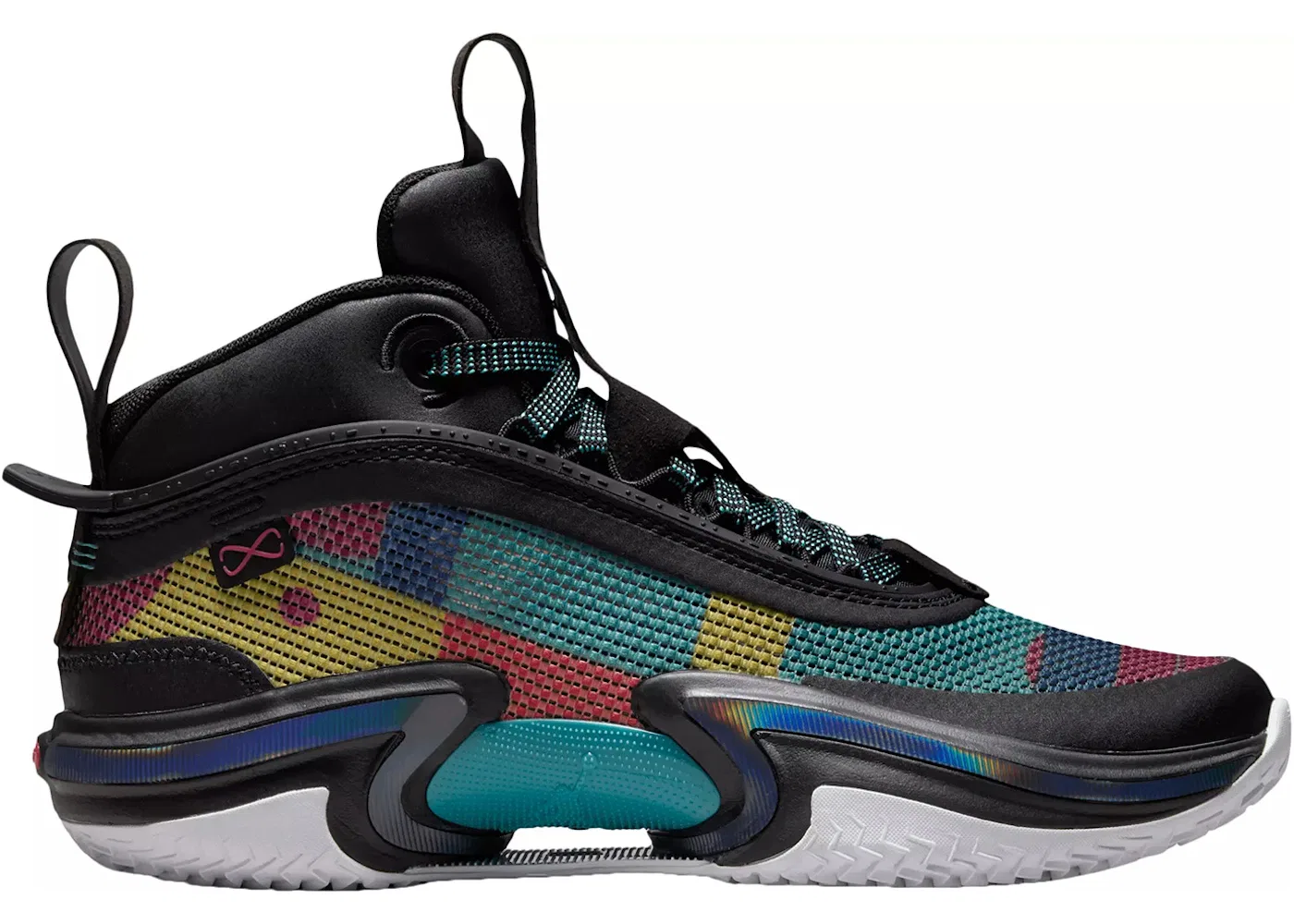 Детские кроссовки баскетбольные Jordan 36 Jordan, Black/Washed Teal/Vivid Sulfur/Rush Pink