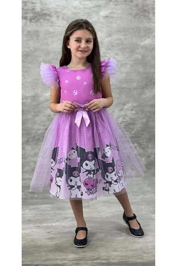Детское платье для девочек с принтом Kuromi Güzin Fashion, Pink — фото 2