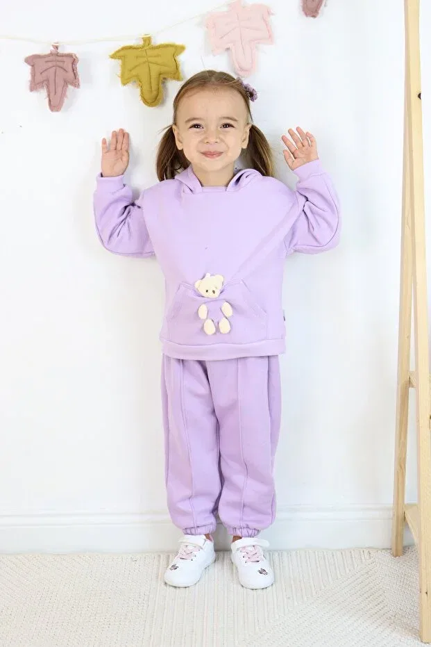 Детский спортивный костюм для девочек хлопковый Teddy Bear Toy Harika Kids, Purple — фото 3