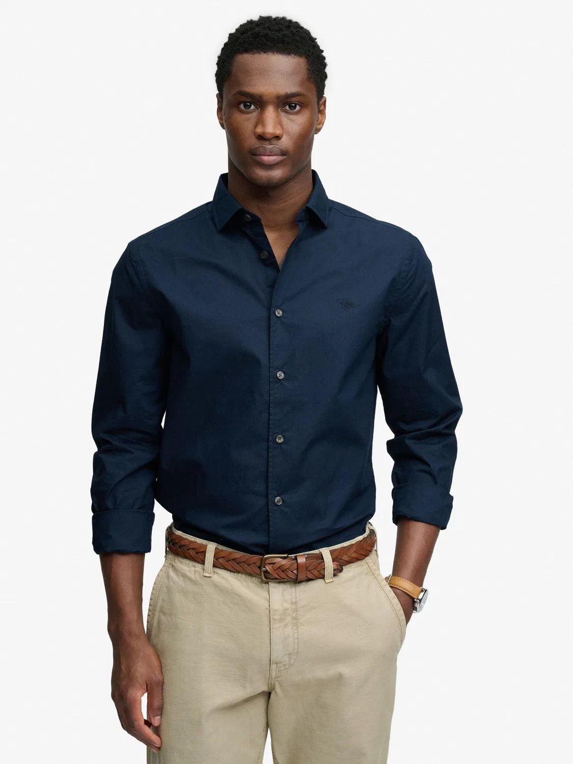 Рубашка с отложным воротником Cut Away Poplin Superdry, темно-синий — фото 2