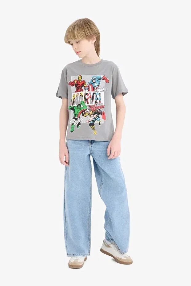 Детская футболка для мальчиков с принтом Marvel Comics Crew Neck Short Sleeve Defacto, Gray — фото 2