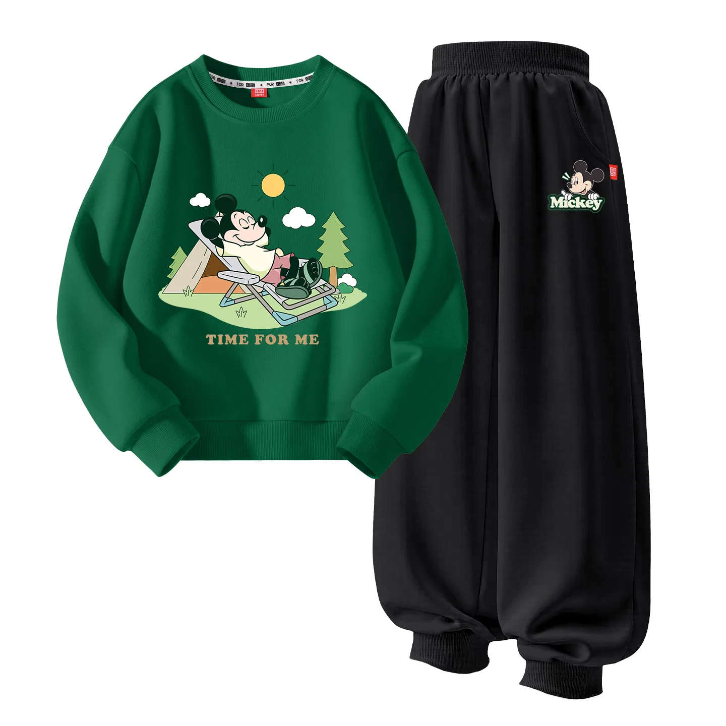 Детский спортивный костюм с принтом Disney, Vintage Green+Smiling Face K Black — фото 4