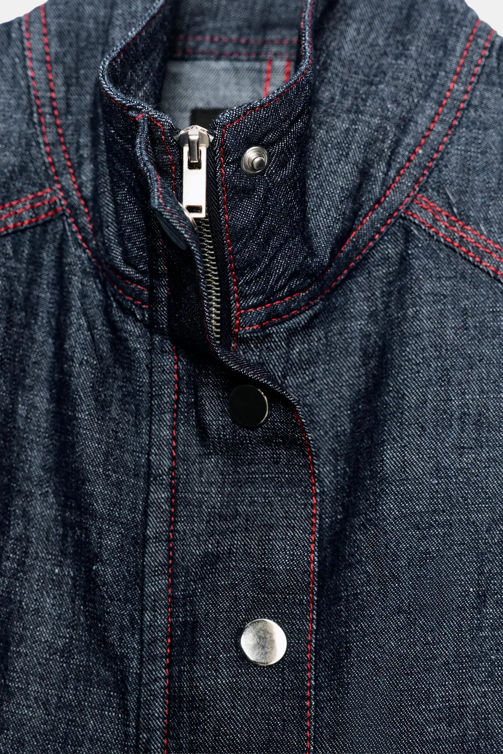 Жилет из льняной смеси с контрастной строчкой ZARA, Indigo — фото 4