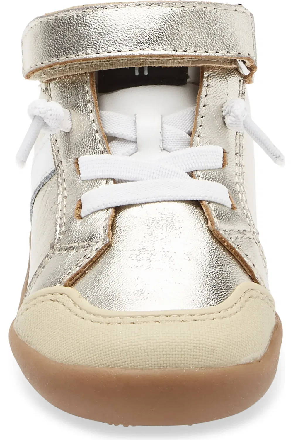 Детские кроссовки высокие ретро Leather Sneaker OLD SOLES, Gold/Snow — фото 4
