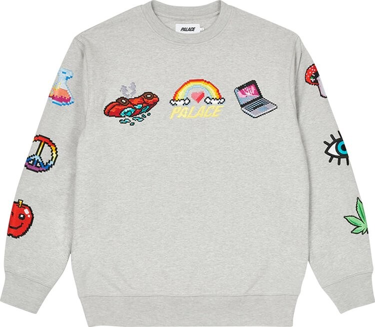 

Толстовка Palace Mixed Media Bitmap Crew 'Grey Marl', серый
