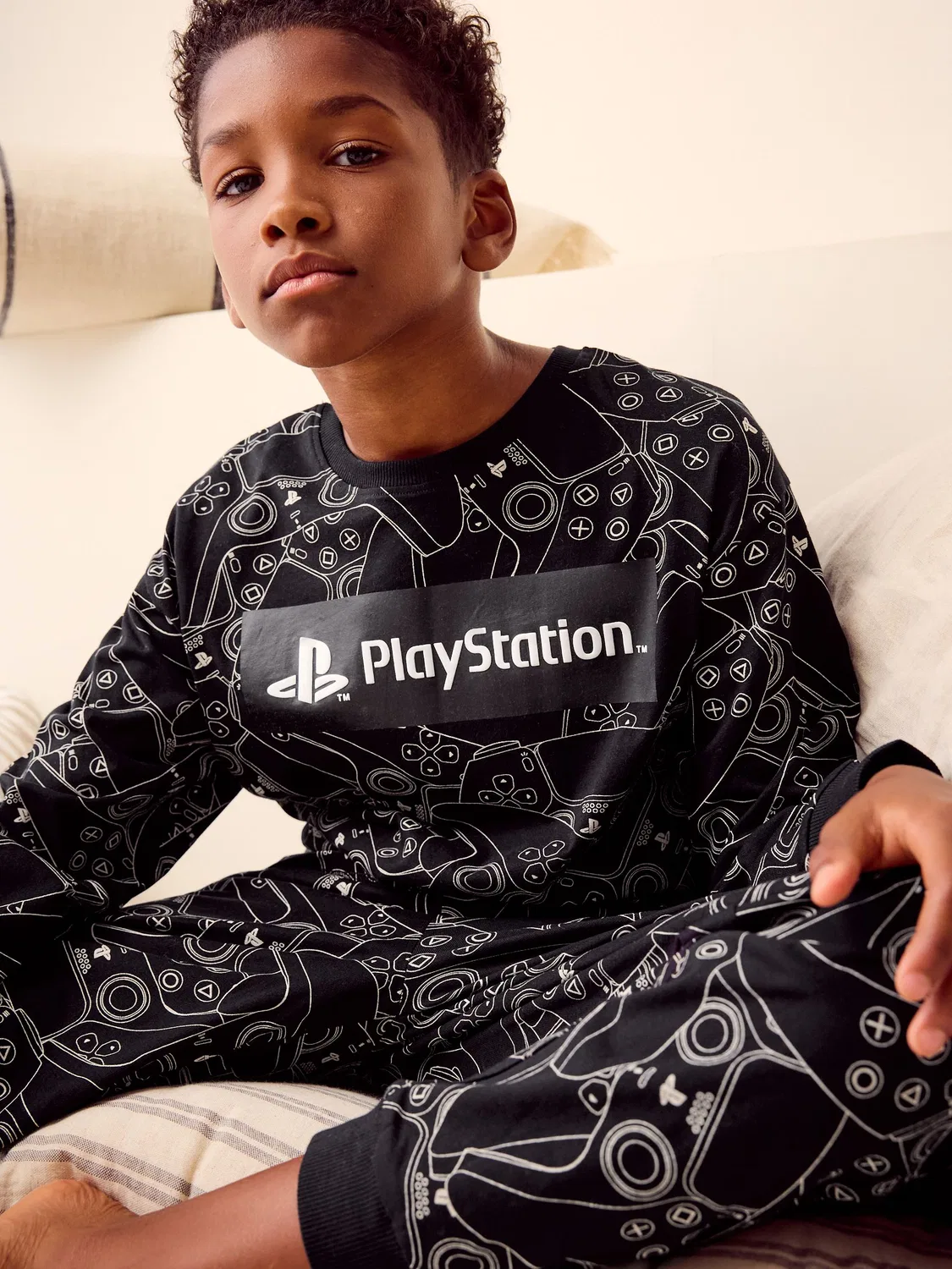 Пижама с длинным рукавом и длинными штанинами Playstation Next, черно-белый — фото 3