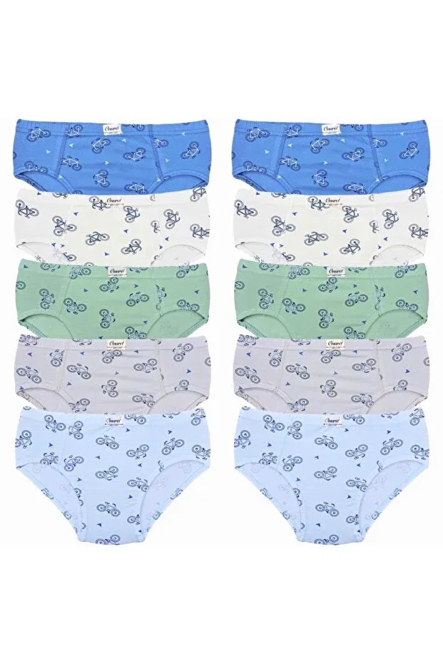 Детские трусы для мальчиков с принтом 10-Piece boys' colorful bike printed lycra panties Onurel, Mixed