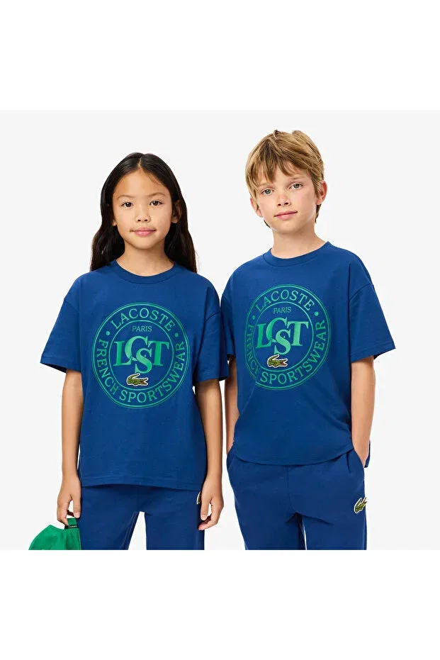 Детская футболка для девочек хлопковая Lacoste, Hbm-Blue