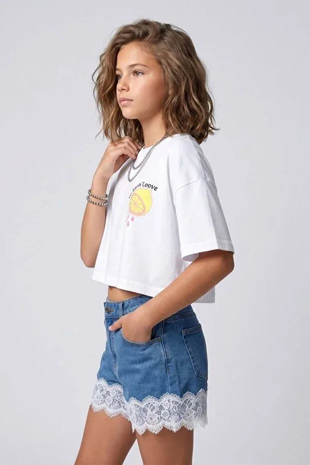 Детские шорты для девочек кружевные Dmb Kids, Indigo — фото 2