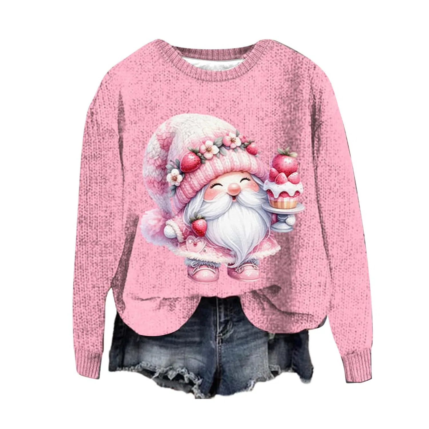 Женский свитшот с принтом Ugly Santa Claus, Z01 Pink