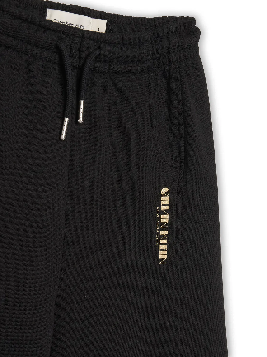 Спортивные штаны с широкими штанинами для девочки Glitter Aw Calvin Klein Jeans, черный — фото 3