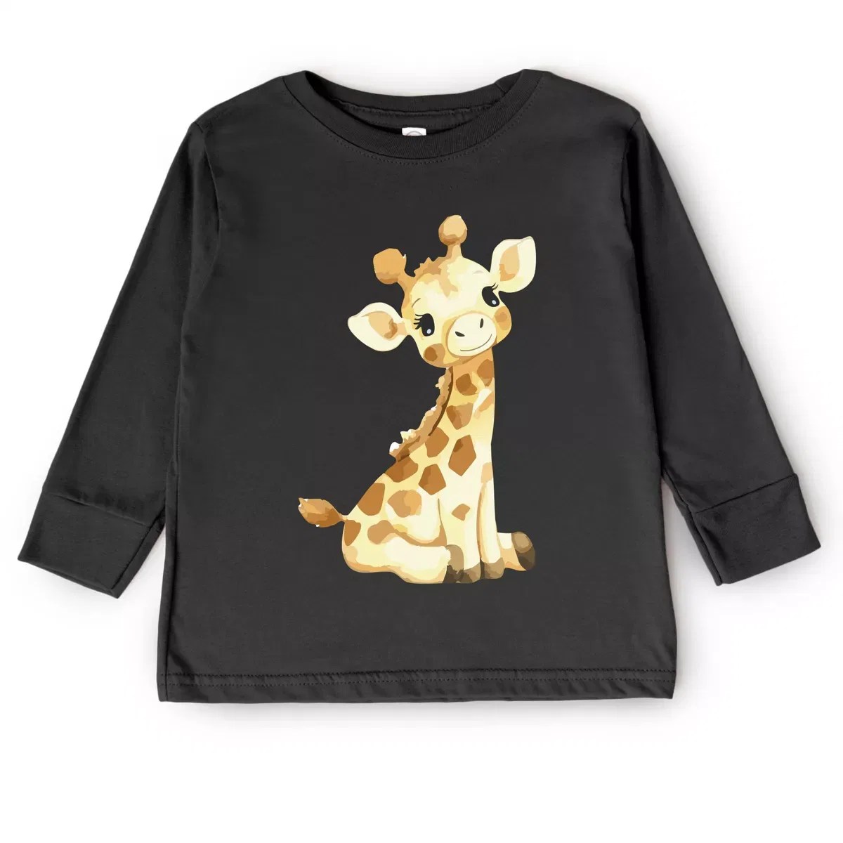 Детская футболка с длинным рукавом с принтом Watercolor Giraffe The Juniper Shop, Seafoam