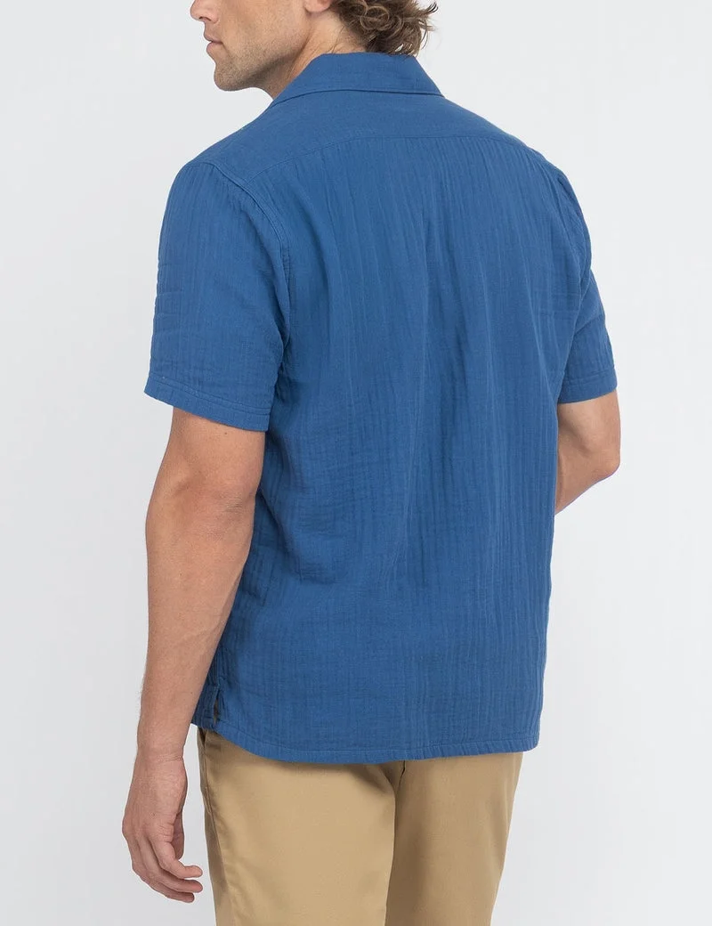 Мужская рубашка U.S. Polo Assn. White Label Double Gauze Camp, синий — фото 2