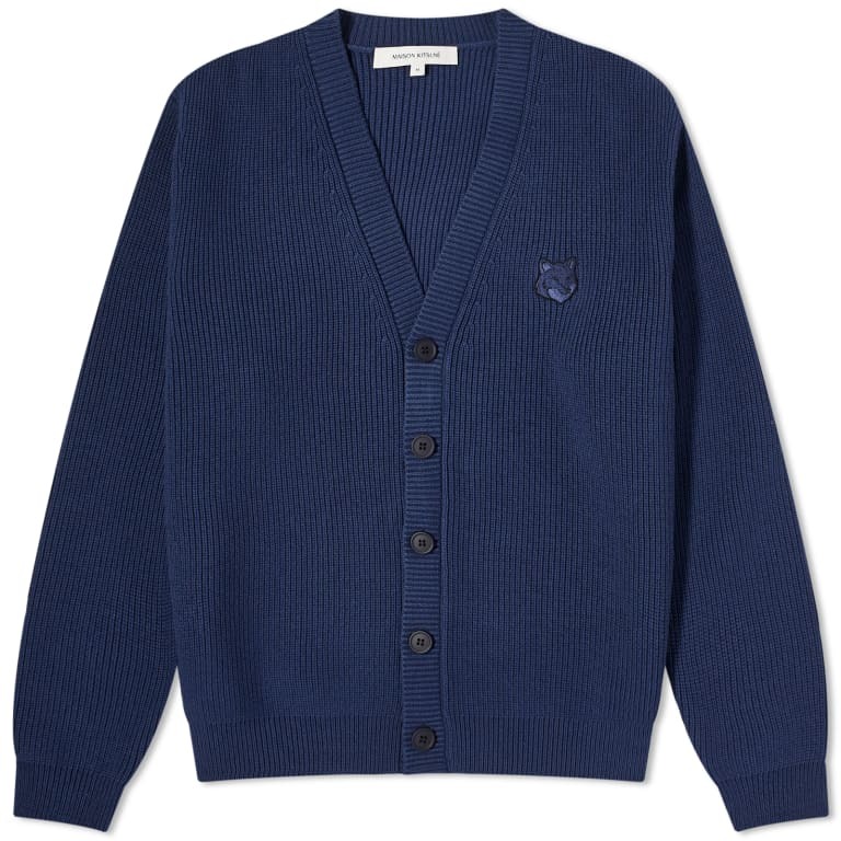 

Кардиган Maison Kitsuné Bold Fox Head Ribbed, темно-синий