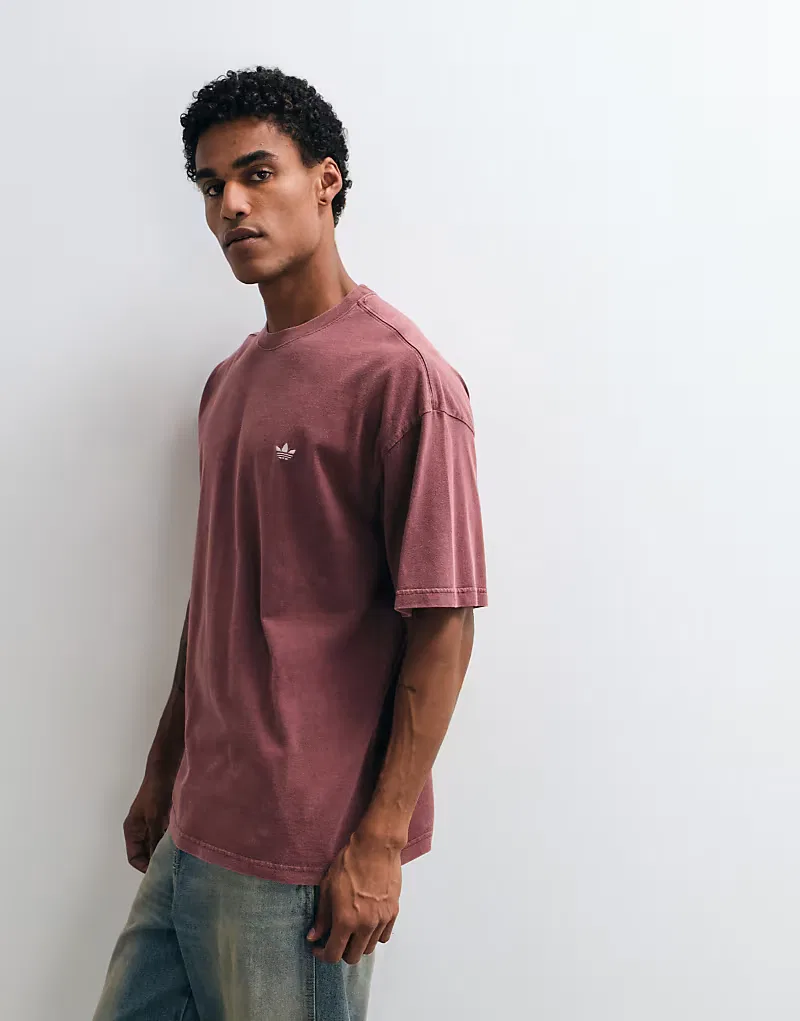 Футболка Adidas Essentials с тремя полосками, бордовый