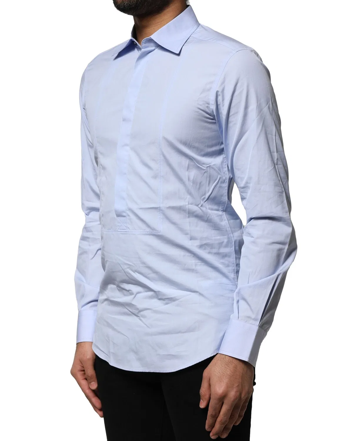 Мужская рубашка классическая с длинным рукавом Light Blue Cotton Long Sleeves Dress Shirt Dolce & Gabbana, Light Blue — фото 3