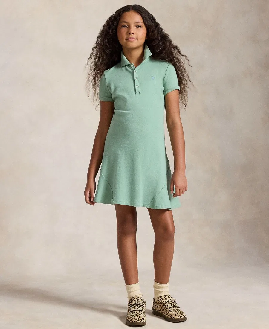 Платье-поло с коротким рукавом из хлопкового трикотажа Polo Ralph Lauren, Faded Mint