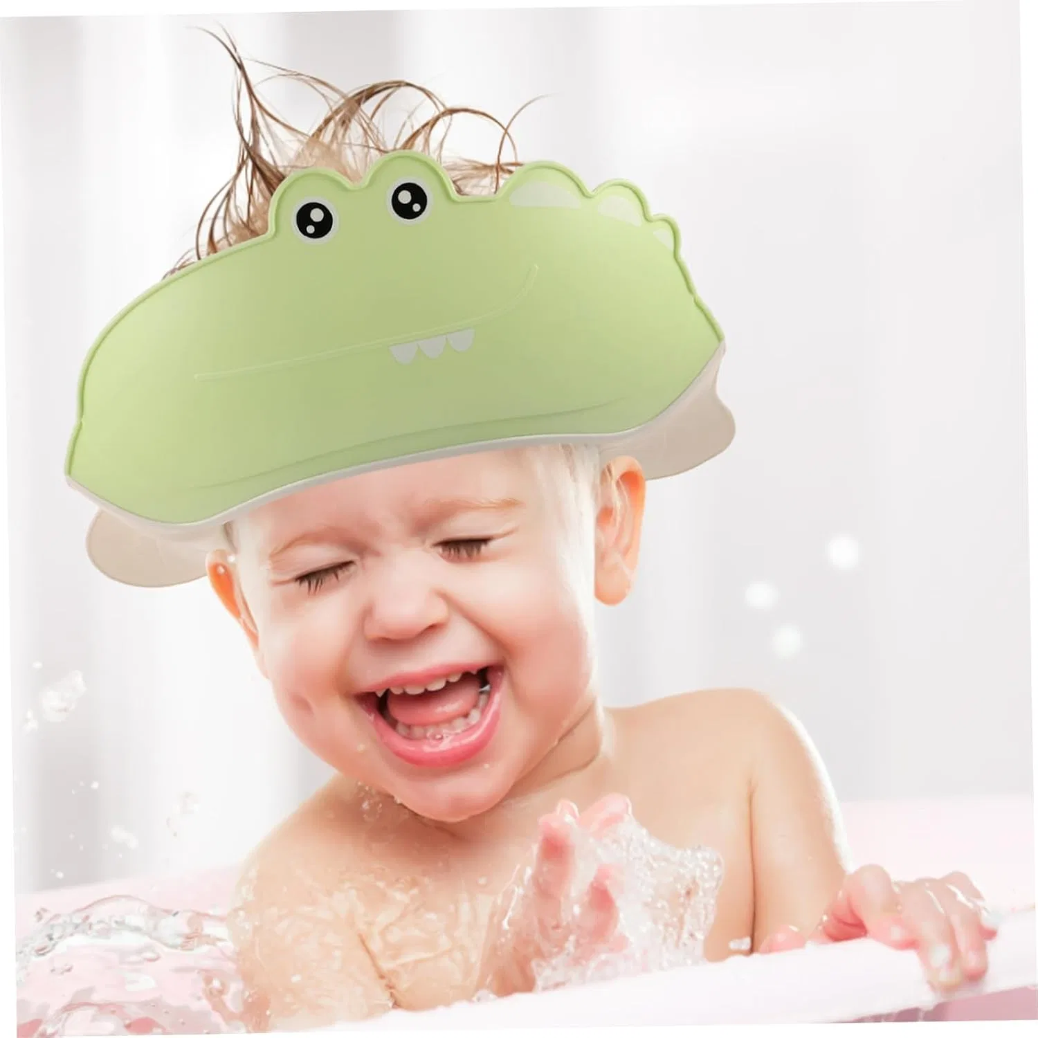 Детская шапочка для душа с защитой ушей, TOYANDONA, регулируемая, водонепроницаемая, 22x21x3.5 см, 63 г — фото 4