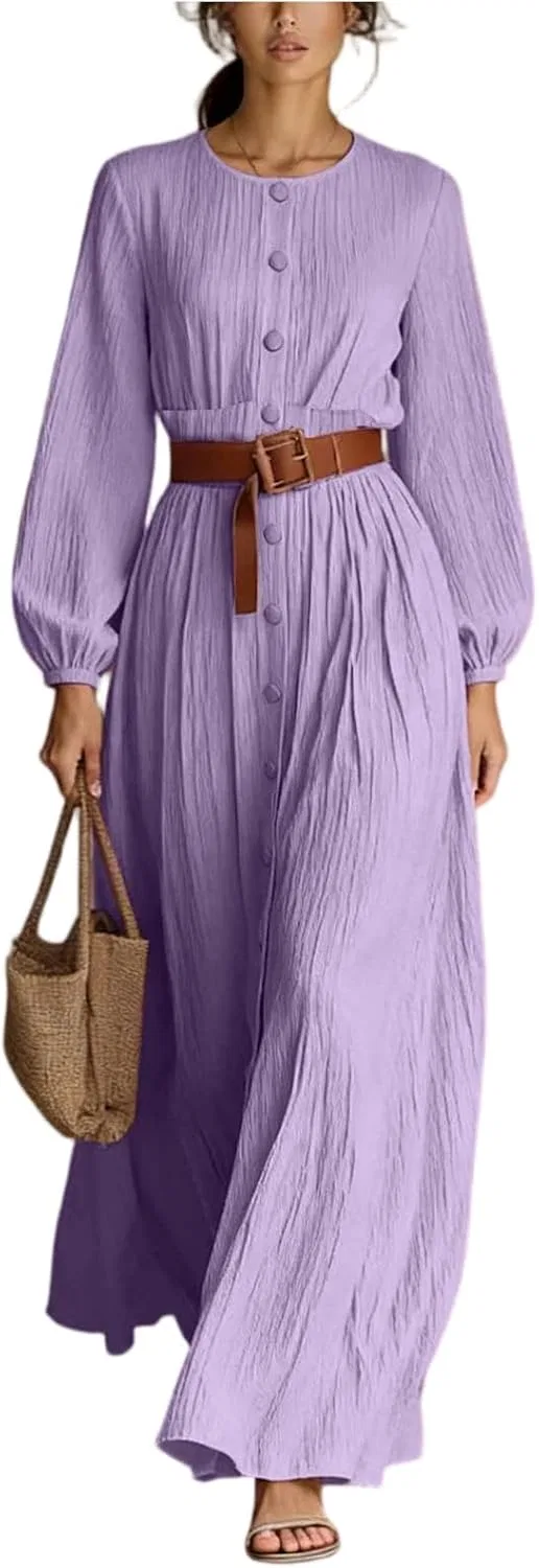 Женское летнее платье-рубашка с пышными рукавами Corset Maxi, Purple