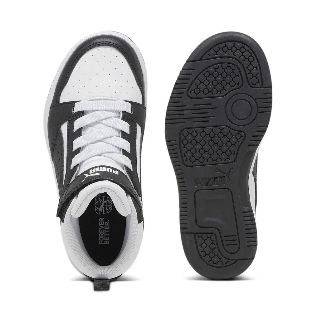 Детские кроссовки для девочек с синтетическим верхом Rebound V6 Mid AC+ Puma, Black — фото 2