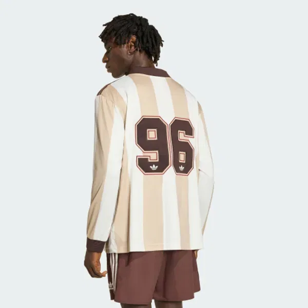 Футболка с длинным рукавом с полосками, Britcore, Adidas, белый/каменный хаки — фото 3