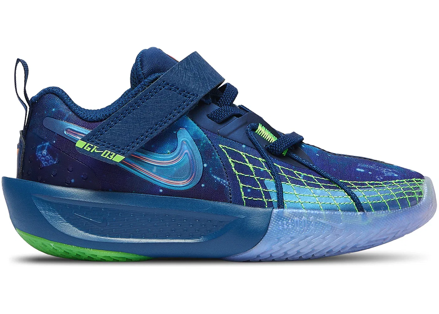 Детские кроссовки для баскетбола Nike GT Cut 3, Brave Blue/Chrome/Green Strike/Pure Platinum