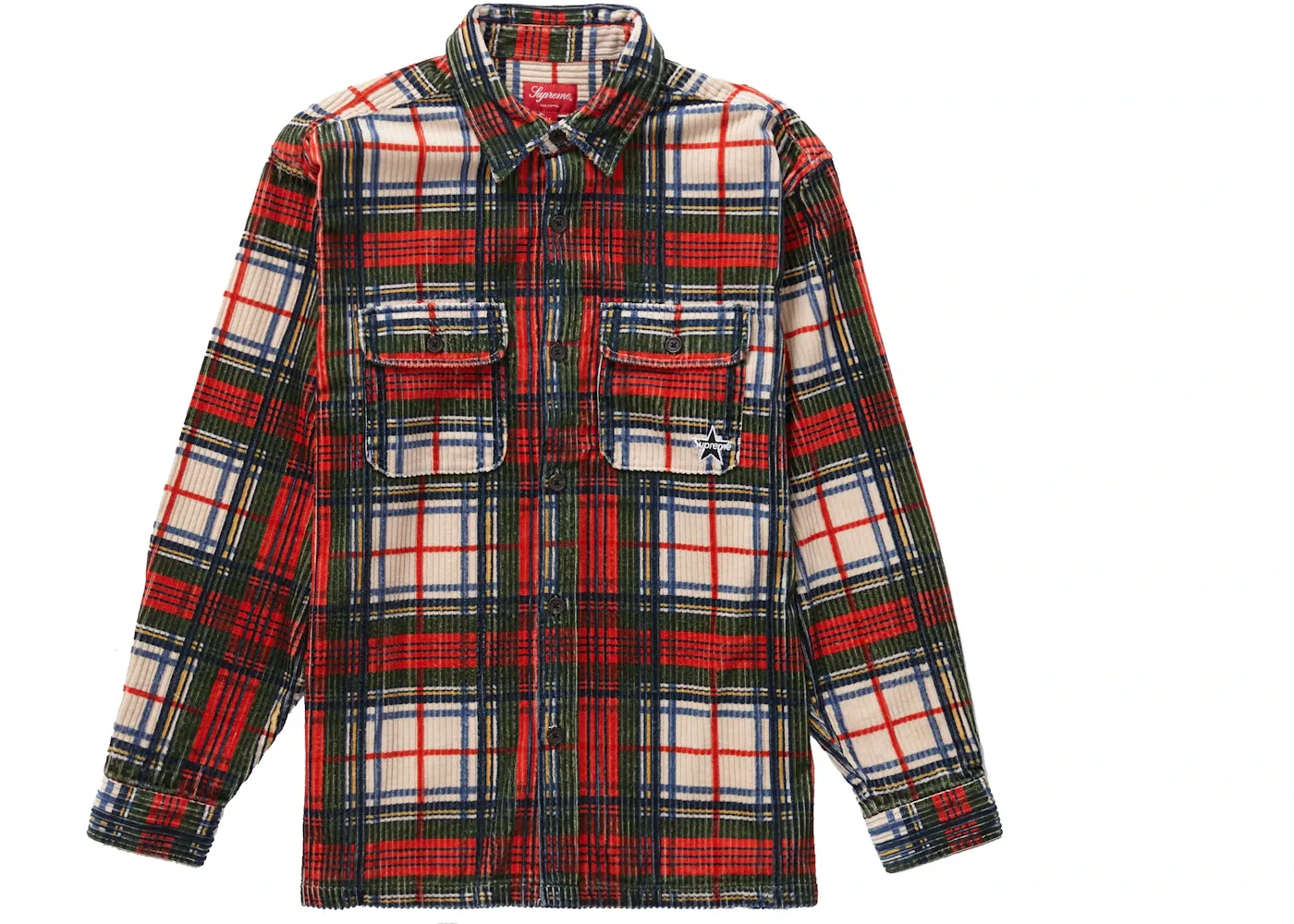 Мужская рубашка с принтом Supreme Corduroy Shirt (SS22), цвет Plaid
