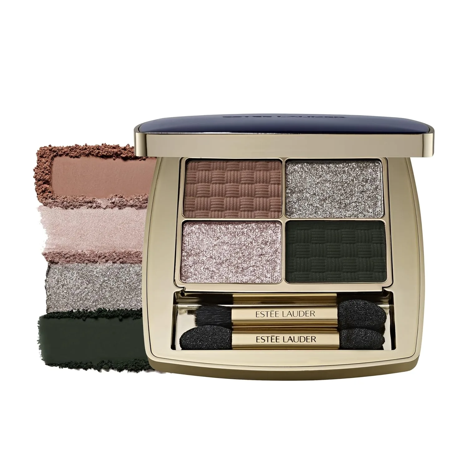 Палетка теней для век Estée Lauder The Essential Eyeshadow Quad Long-Lasting Palette | Shape, Sculpt, Magnify, 0.14 унции, Money Moves - Multi: camel brown (FINISH), taupe-green (metallic), champagne (shimmer), blackened emerald (satin)
