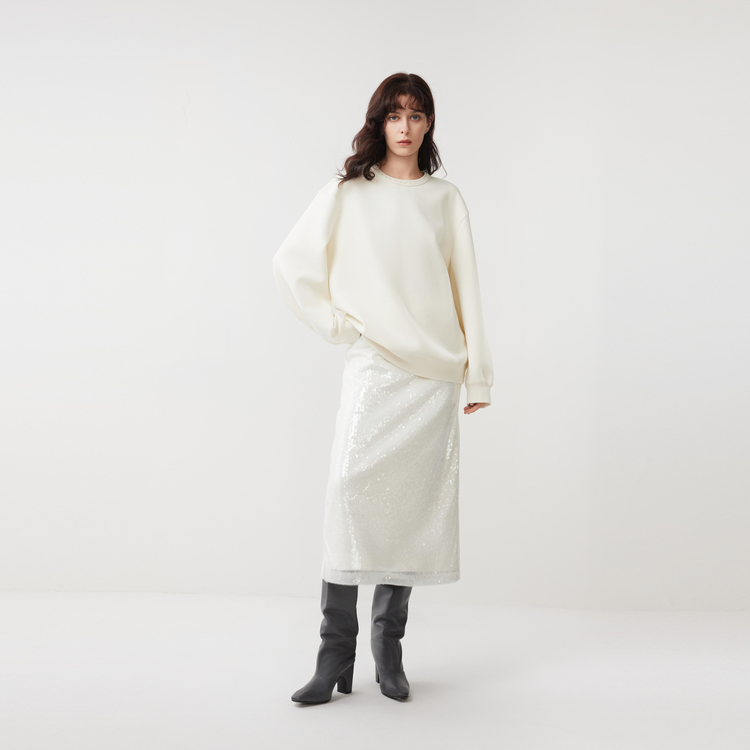 

ELLE Свитшот Women's Ecru Crew Neck Moderate