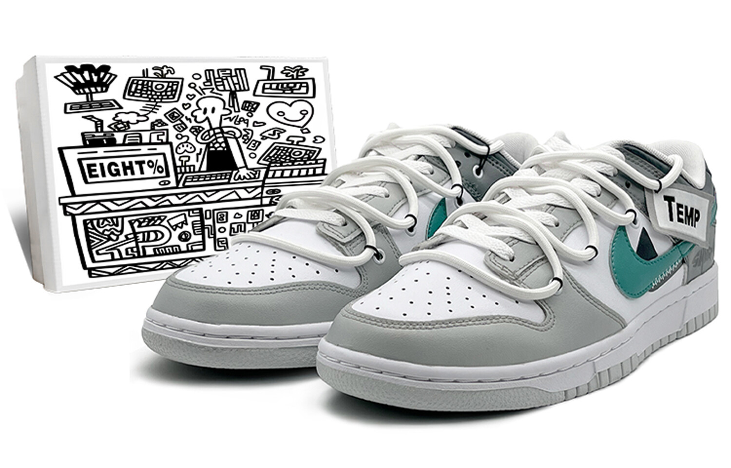 

Кроссовки Nike Dunk Skateboarding Shoes Men Low-top Grey/white/green, зеленый