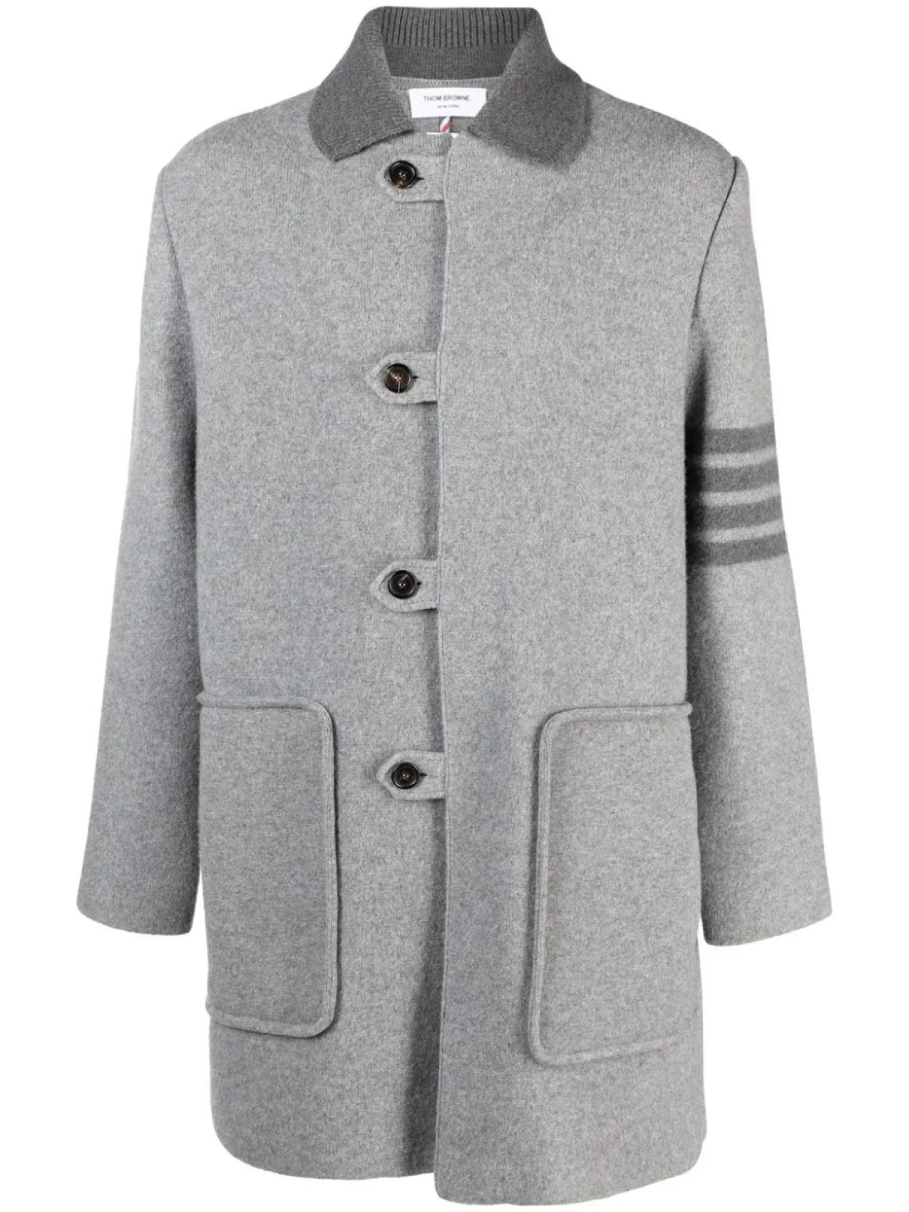 

Thom Browne однобортное пальто с полосками, серый