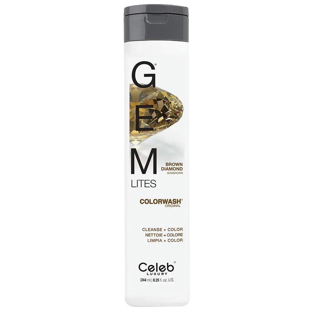 Шампунь Celeb Luxury Colorwash Color Depositing Shampoo - освежитель цвета, веганская краска для волос, средство для восстановления связей Bondfix, Viral и Gem Lites., Brown Diamond