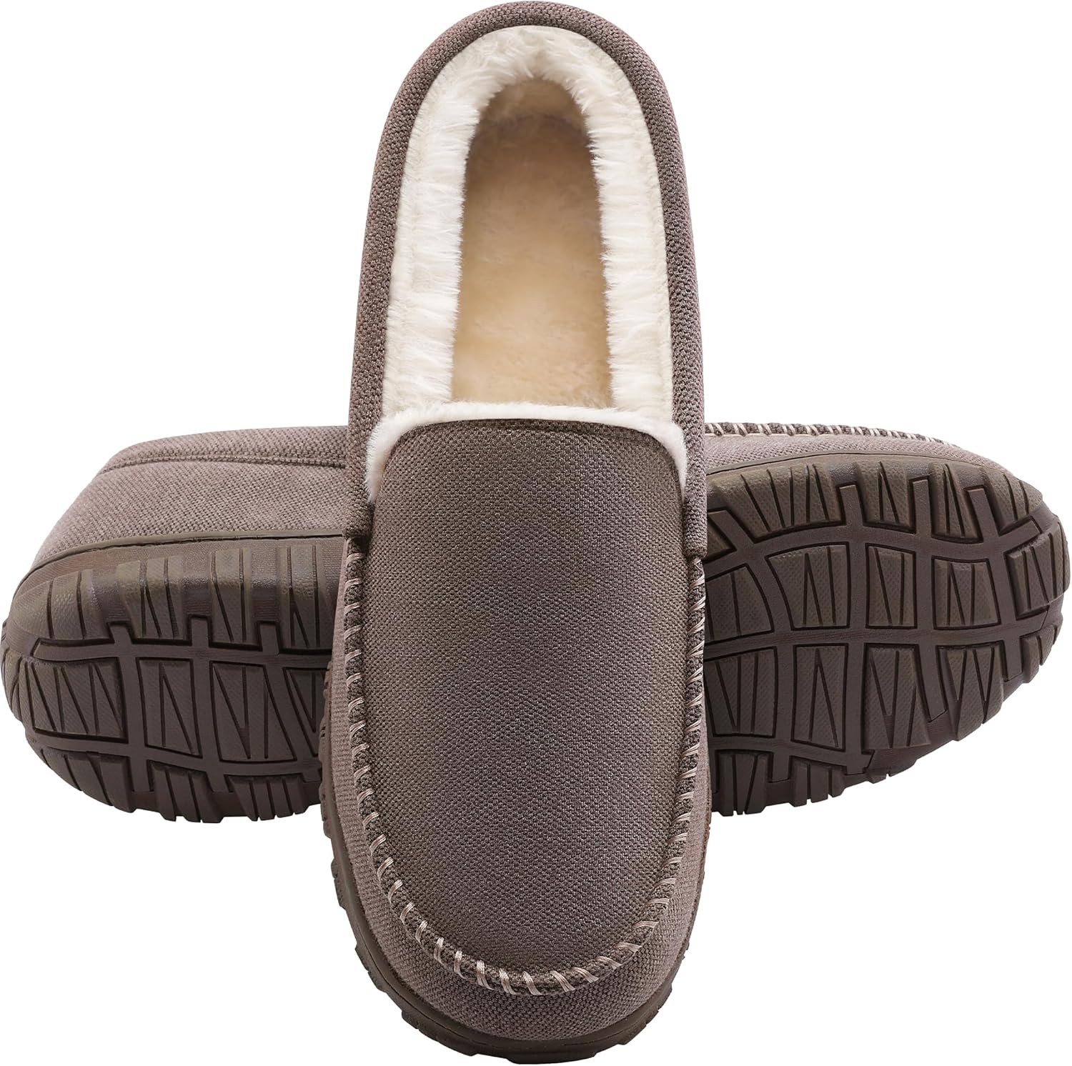 

Мужские тапочки shoeslocker для дома и улицы, теплые, мягкие, плюшевые с эффектом памяти, удобные домашние мокасины с противоскользящей подошвой, Coffee