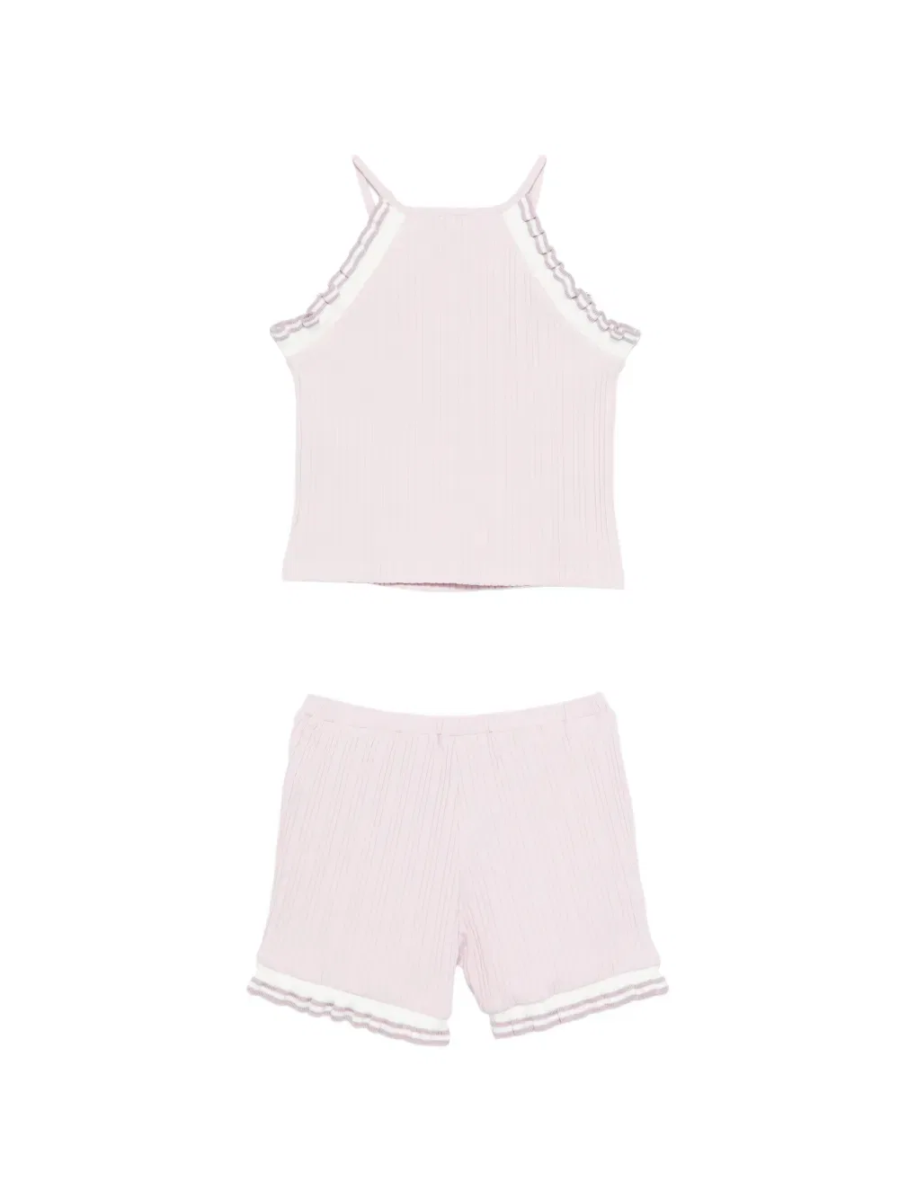 Комплект из топа и шортов с оборками Emporio Armani Kids, розовый — фото 2