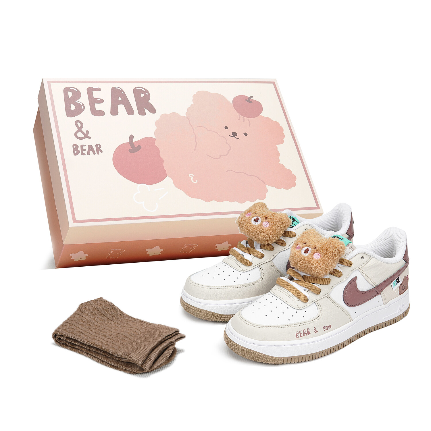 

Кроссовки Nike Air Force 1 Skateboard Shoes Women's Low-Top Beige Brown
